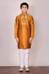 Buy_Arihant Rai Sinha_Gold Silk Kurta Set For Boys_Online_at_Aza_Fashions