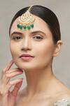 Buy_Moh-Maya By Disha Khatri_Gold Plated Kundan Bead Drop Maangtikka _at_Aza_Fashions