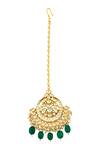 Shop_Moh-Maya By Disha Khatri_Gold Plated Kundan Bead Drop Maangtikka _at_Aza_Fashions