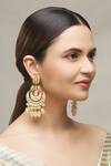 Buy_Moh-Maya By Disha Khatri_Gold Plated Metallic Thread, Beads Kundan Meenakari Chandbalis _Online_at_Aza_Fashions
