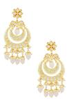 Shop_Moh-Maya By Disha Khatri_Gold Plated Metallic Thread, Beads Kundan Meenakari Chandbalis _at_Aza_Fashions