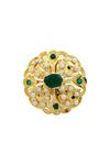 Moh-Maya By Disha Khatri_Gold Plated Pearls, Embroidery Floral Stone Ring _Online_at_Aza_Fashions