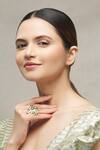 Buy_Moh-Maya By Disha Khatri_Gold Plated Pearls, Embroidery Floral Stone Ring _Online_at_Aza_Fashions