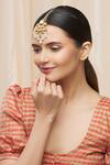 Just Shradhas_Gold Plated Kundan Teardrop Maangtikka _Online_at_Aza_Fashions