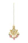 Shop_Just Shradhas_Gold Plated Kundan Bead Drop Maangtikka _at_Aza_Fashions