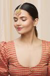 Just Shradhas_Gold Plated Kundan Bead Drop Maangtikka _Online_at_Aza_Fashions