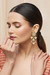 Buy_Just Shradhas_Gold Plated Pearls, Gota Patti Kundan Floral Danglers _at_Aza_Fashions