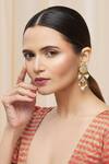 Buy_Just Shradhas_Gold Plated Pearls, Gota Patti Kundan Floral Danglers _Online_at_Aza_Fashions