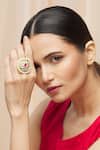 Buy_Just Shradhas_Gold Plated Pearls Kundan Geometric Ring _at_Aza_Fashions