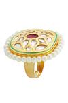 Buy_Just Shradhas_Gold Plated Pearls Kundan Geometric Ring _Online_at_Aza_Fashions
