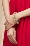 Buy_Just Shradhas_Gold Plated Pearls, Beads, Gota Patti Kundan Enamel Bangle _Online_at_Aza_Fashions