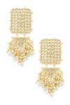 Shop_Just Shradhas_Gold Plated Pearls, Stones Kundan Geometric Danglers _at_Aza_Fashions