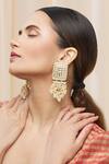 Buy_Just Shradhas_Gold Plated Pearls, Stones Kundan Geometric Danglers _Online_at_Aza_Fashions