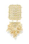 Shop_Just Shradhas_Gold Plated Pearls, Stones Kundan Geometric Danglers _Online_at_Aza_Fashions