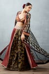 Torani_Black Jacket Silk Organza Pant And Gulghast Farhat Chogha Set  _Online_at_Aza_Fashions