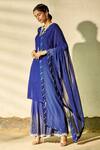 Aariyana Couture_Blue Georgette, Modal, Chiffon Tassels, Embroidery Round Neck Kurta Sharara Set_Online_at_Aza_Fashions