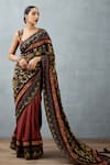 Buy_Torani_Black Slub Silk Printed Digital Bhagalpuri Gulghast Arwa Saree  _at_Aza_Fashions