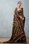 Torani_Black Slub Silk Printed Digital Bhagalpuri Gulghast Arwa Saree  _Online_at_Aza_Fashions