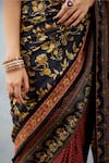 Torani_Black Slub Silk Printed Digital Bhagalpuri Gulghast Arwa Saree  _at_Aza_Fashions