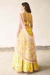 Aariyana Couture_Yellow Butterfly Net Embroidery Square Neck Bridal Lehenga Set _Online_at_Aza_Fashions