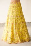 Shop_Aariyana Couture_Yellow Butterfly Net Embroidery Square Neck Bridal Lehenga Set _at_Aza_Fashions