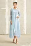 Shop_Aariyana Couture_Blue Georgette Embroidery Round Asymmetric Tunic Dress _Online_at_Aza_Fashions