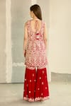 Aariyana Couture_Red Kurta Dupion Sharara And Dupatta Georgette Embroidery U Neck Set _Online_at_Aza_Fashions