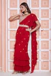 Shop_Ariyana Couture_Red Viscose Georgette Pre-draped Lehenga Saree With Blouse_Online_at_Aza_Fashions