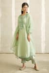 Buy Aariyana Couture Green Chanderi Silk, Silk, Organza Sequins, Embroidery Round Neck Kurta Set at Aza Fashions Buy_Aariyana Couture_Green Chanderi Silk, Silk, Organza Sequins, Embroidery Round Neck Kurta Set_at_Aza_Fashions