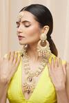 Buy_Moh-Maya By Disha Khatri_Gold Plated Pearls, Stones Kundan Pendant Necklace Set _at_Aza_Fashions