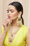 Buy_Moh-Maya By Disha Khatri_Gold Plated Pearls, Stones Kundan Pendant Necklace Set _Online_at_Aza_Fashions