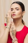 Buy_Moh-Maya by Disha Khatri_Gold Plated Kundan Hathphools Set Of 2 _at_Aza_Fashions