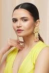 Buy_Moh-Maya By Disha Khatri_Gold Plated Pearls, Beads, Diamonds Kundan Tiered Danglers _at_Aza_Fashions