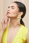 Moh-Maya By Disha Khatri_Gold Plated Pearls, Beads, Diamonds Kundan Tiered Danglers _Online_at_Aza_Fashions