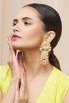 Buy_Moh-Maya By Disha Khatri_Gold Plated Pearls, Beads, Diamonds Kundan Tiered Danglers _Online_at_Aza_Fashions