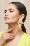 Moh-Maya By Disha Khatri_Gold Plated Pearls, Beads, Gota Patti Kundan Tiered Danglers _Online_at_Aza_Fashions