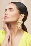 Buy_Moh-Maya By Disha Khatri_Gold Plated Pearls, Beads, Gota Patti Kundan Tiered Danglers _Online_at_Aza_Fashions