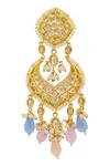 Shop_Moh-Maya By Disha Khatri_Gold Plated Pearls, Stones, Gota Patti Kundan Bead Drop Danglers _Online_at_Aza_Fashions