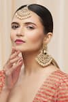 Shop_Moh-Maya By Disha Khatri_Gold Plated Stones, Beads Danglers With Maangtikka _at_Aza_Fashions