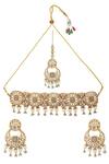 Buy_Moh-Maya By Disha Khatri_Gold Plated Stones, Beads Drop Choker Set _at_Aza_Fashions