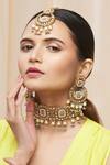 Moh-Maya By Disha Khatri_Gold Plated Stones, Beads Drop Choker Set _Online_at_Aza_Fashions