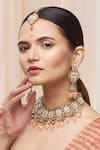 Shop_Moh-Maya By Disha Khatri_Gold Plated Stones, Beads Drop Choker Set _at_Aza_Fashions