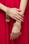 Shop_Moh-Maya By Disha Khatri_Gold Plated Pearls, Beads Jhumka Drop Bangles - Set Of 4_at_Aza_Fashions