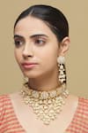 Shop_Zevar By Geeta_Gold Plated Pearls, Stones Kundan Choker Set _at_Aza_Fashions