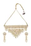 Buy_Zevar By Geeta_Gold Plated Pearls, Stones Kundan Choker Set _at_Aza_Fashions