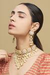 Shop_Zevar By Geeta_Gold Plated Pearls, Stones Kundan Choker Set _Online_at_Aza_Fashions