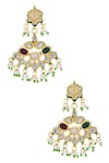 Shop_Zevar by Geeta_Multi Color 22kt Gold Plated Kundan Set_Online_at_Aza_Fashions