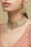 Zevar by Geeta_Multi Color 22kt Gold Plated Kundan Set_at_Aza_Fashions