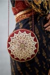 Shop_Torani_Red Gota Gulnar Faiza Circular Sling Bag _at_Aza_Fashions