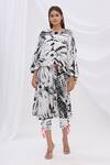 Shop_Surily G_Black Satin Tie Dye Cropped Harem Pants  _at_Aza_Fashions